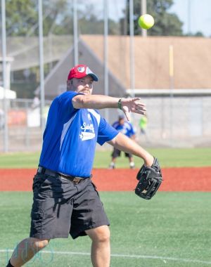 Steven throwing a softball